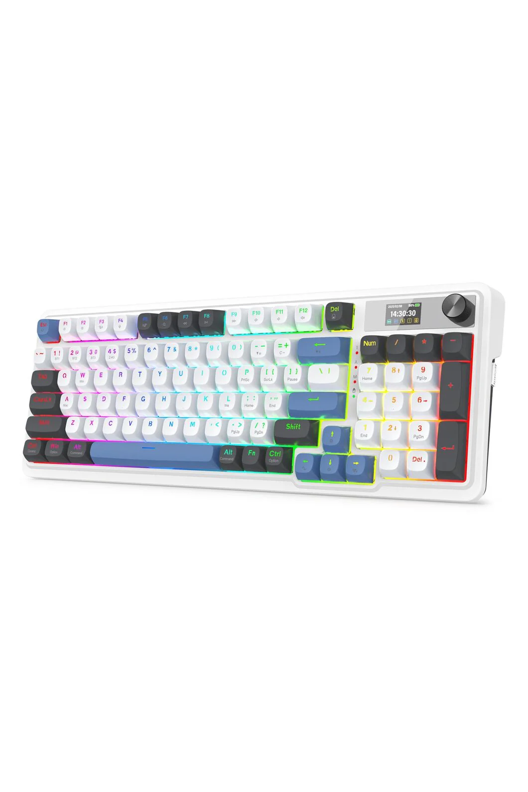Redragon K719WGB RGB Pro Artemis Pro White LCD Gasket Wireless Mechanical Keyboard - Image 8
