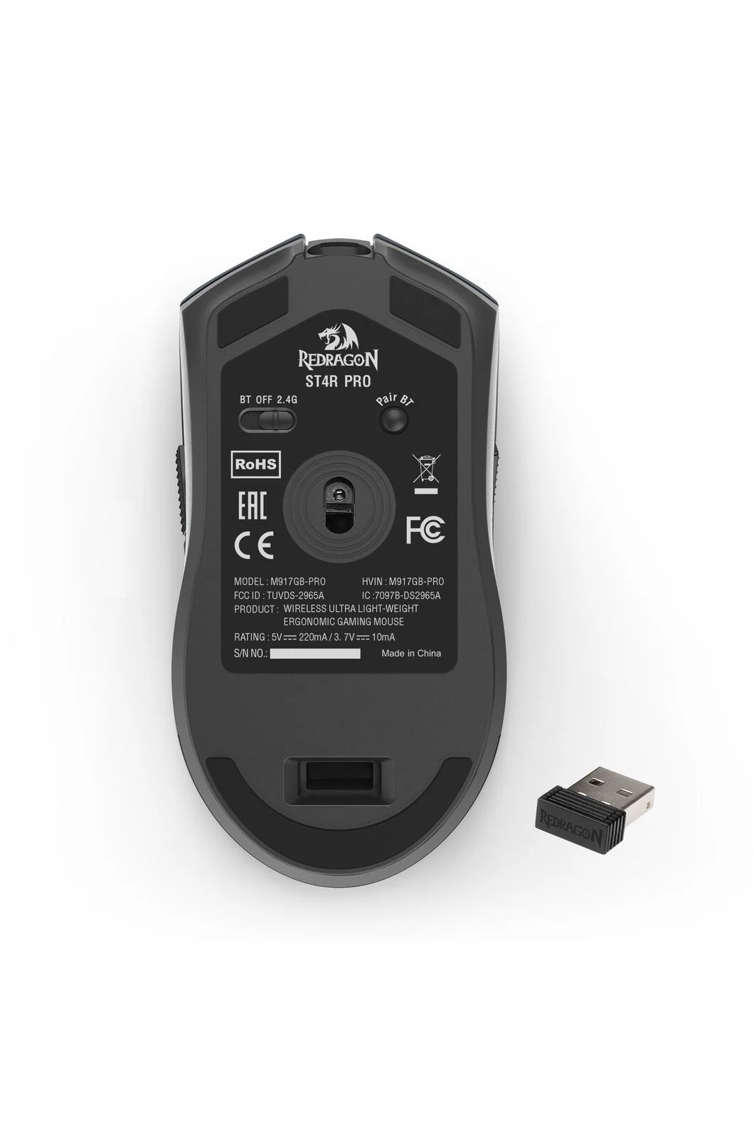 Redragon M917GB-PRO ST4R Pro Charcoal Ultra-Light Tri-Mode 26000 DPI Gaming Mouse - Image 9