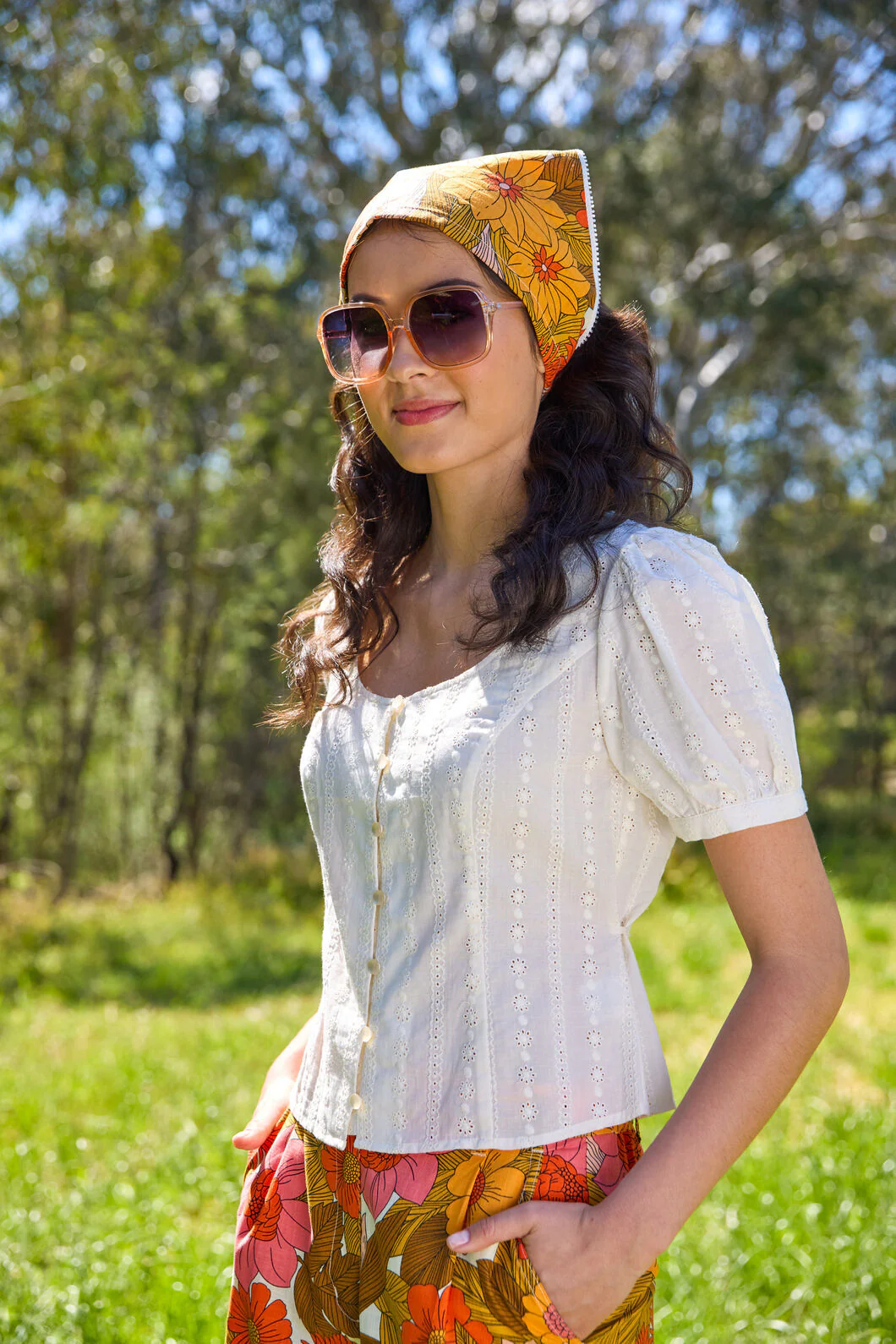 Nellie 70'S Floral Head Scarf - Image 2