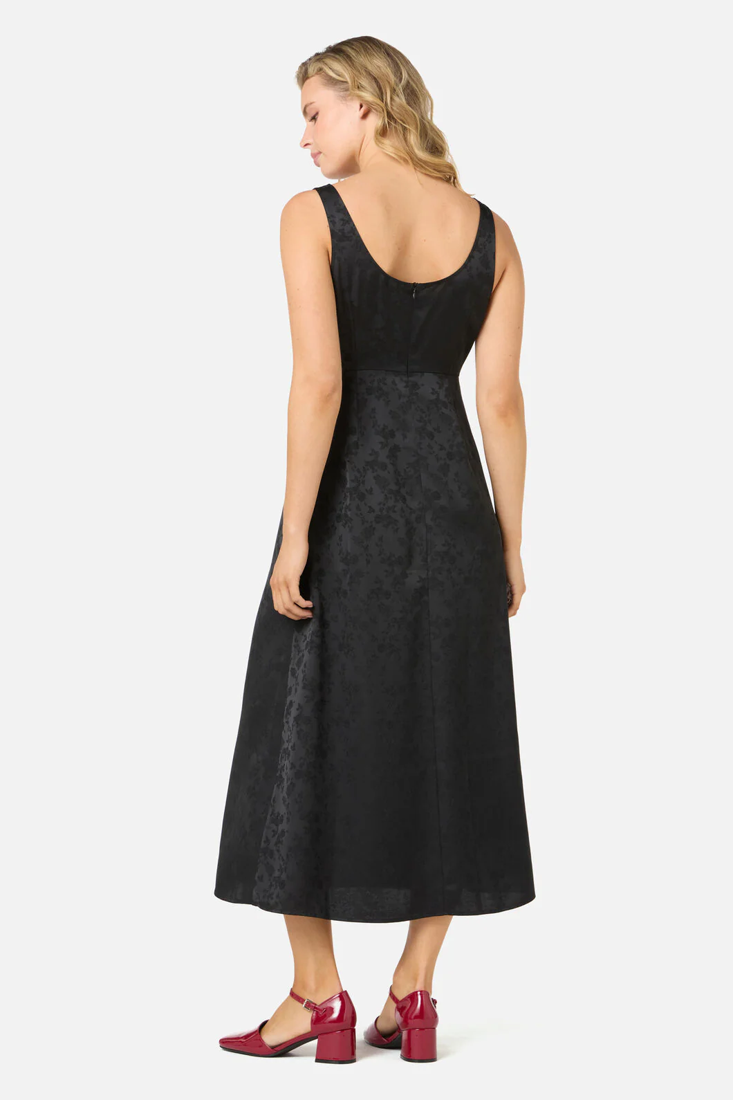 Roma Satin Embossed Midi Dress - Image 11