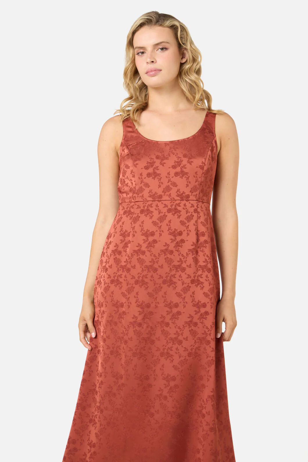 Roma Satin Embossed Midi Dress - Image 2