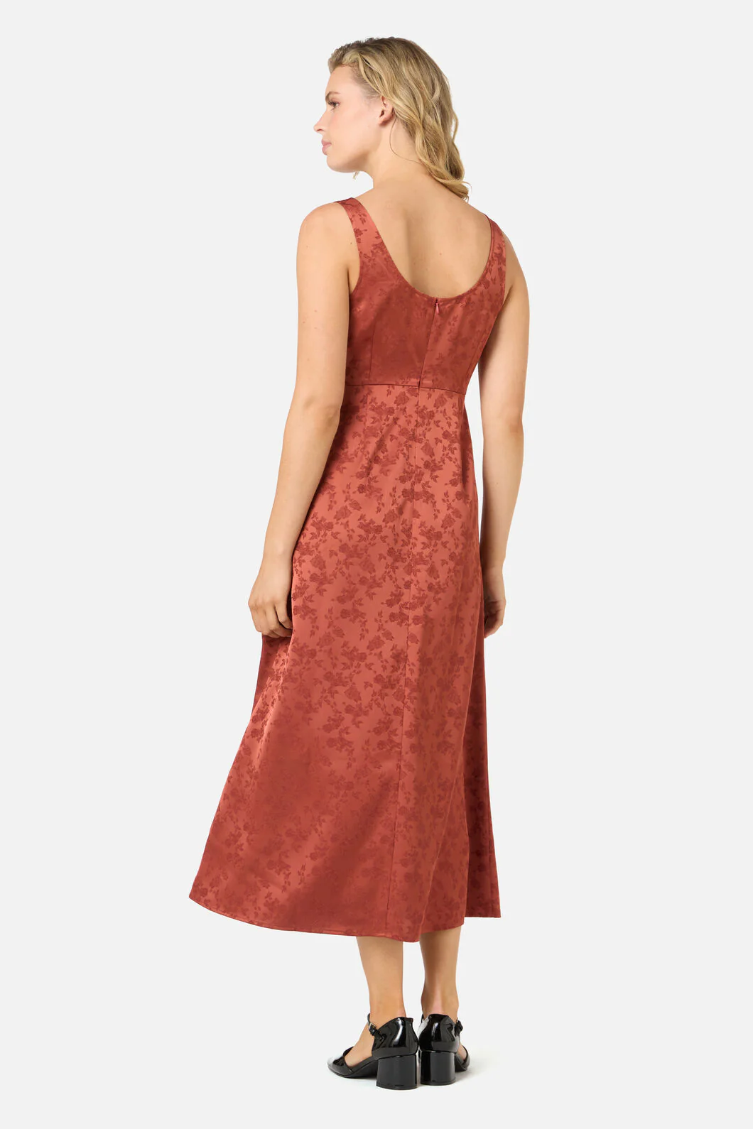 Roma Satin Embossed Midi Dress - Image 4
