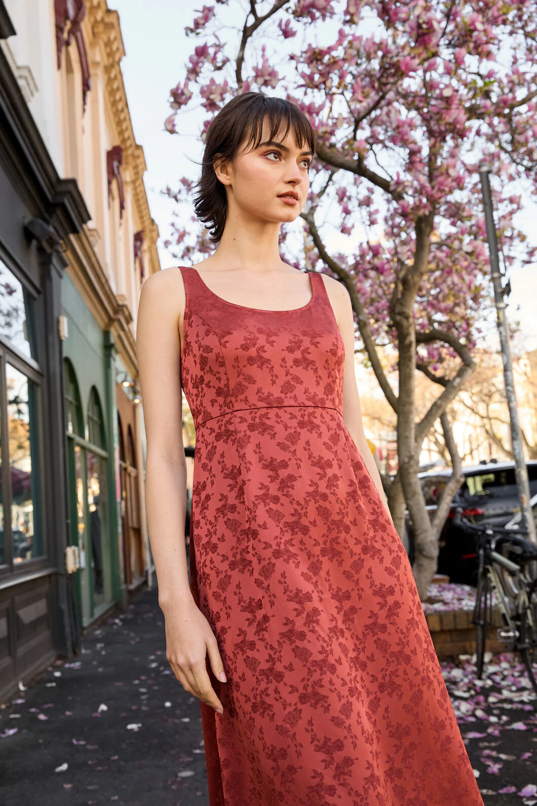 Roma Satin Embossed Midi Dress - Image 6