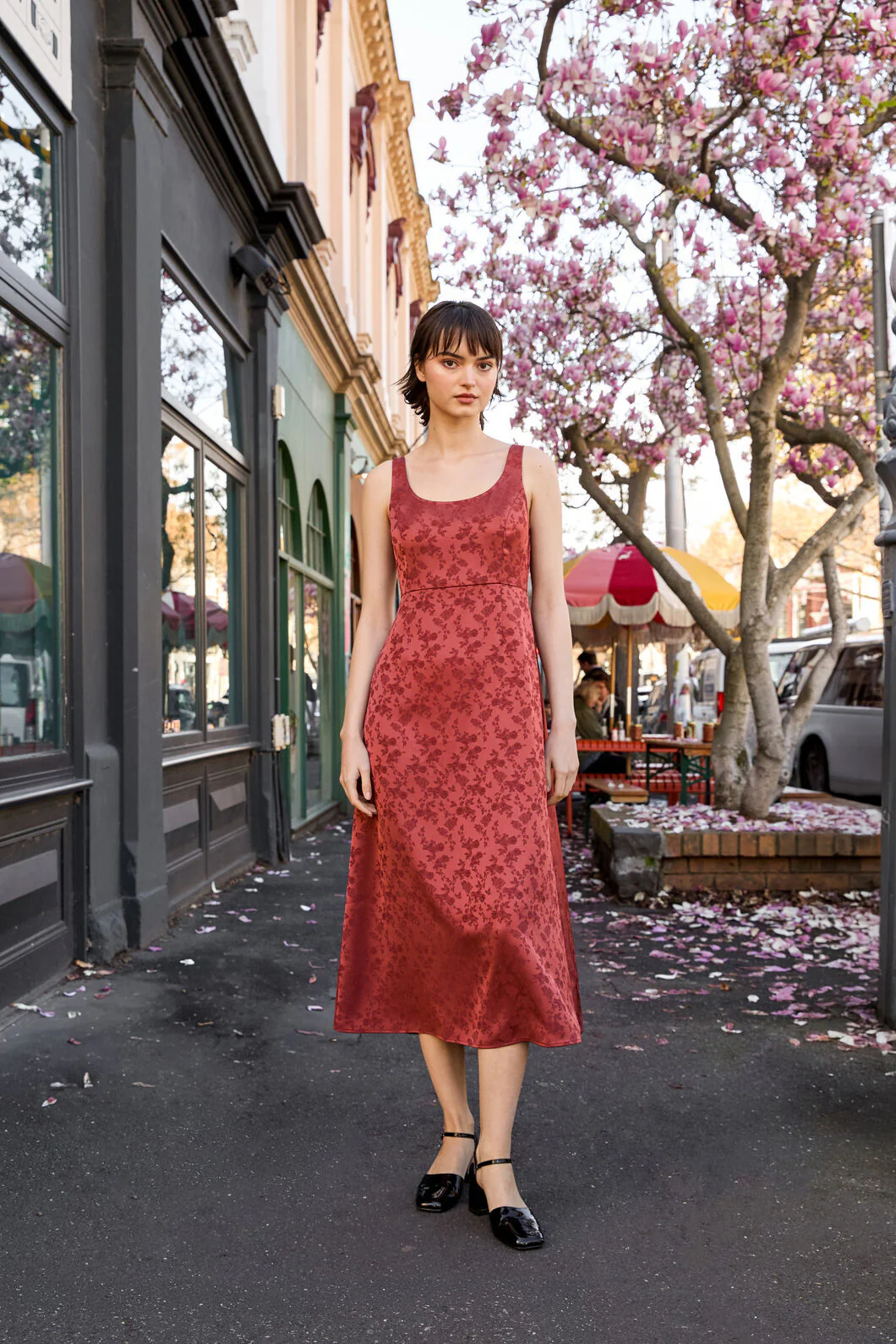 Roma Satin Embossed Midi Dress - Image 7