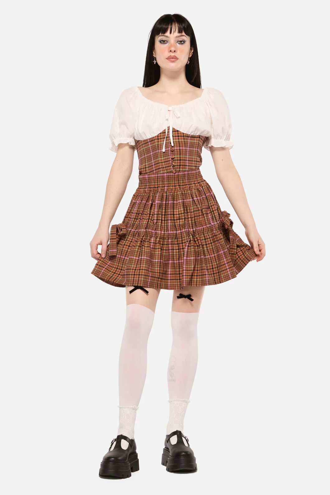 Rustic Check Gathered Skirt