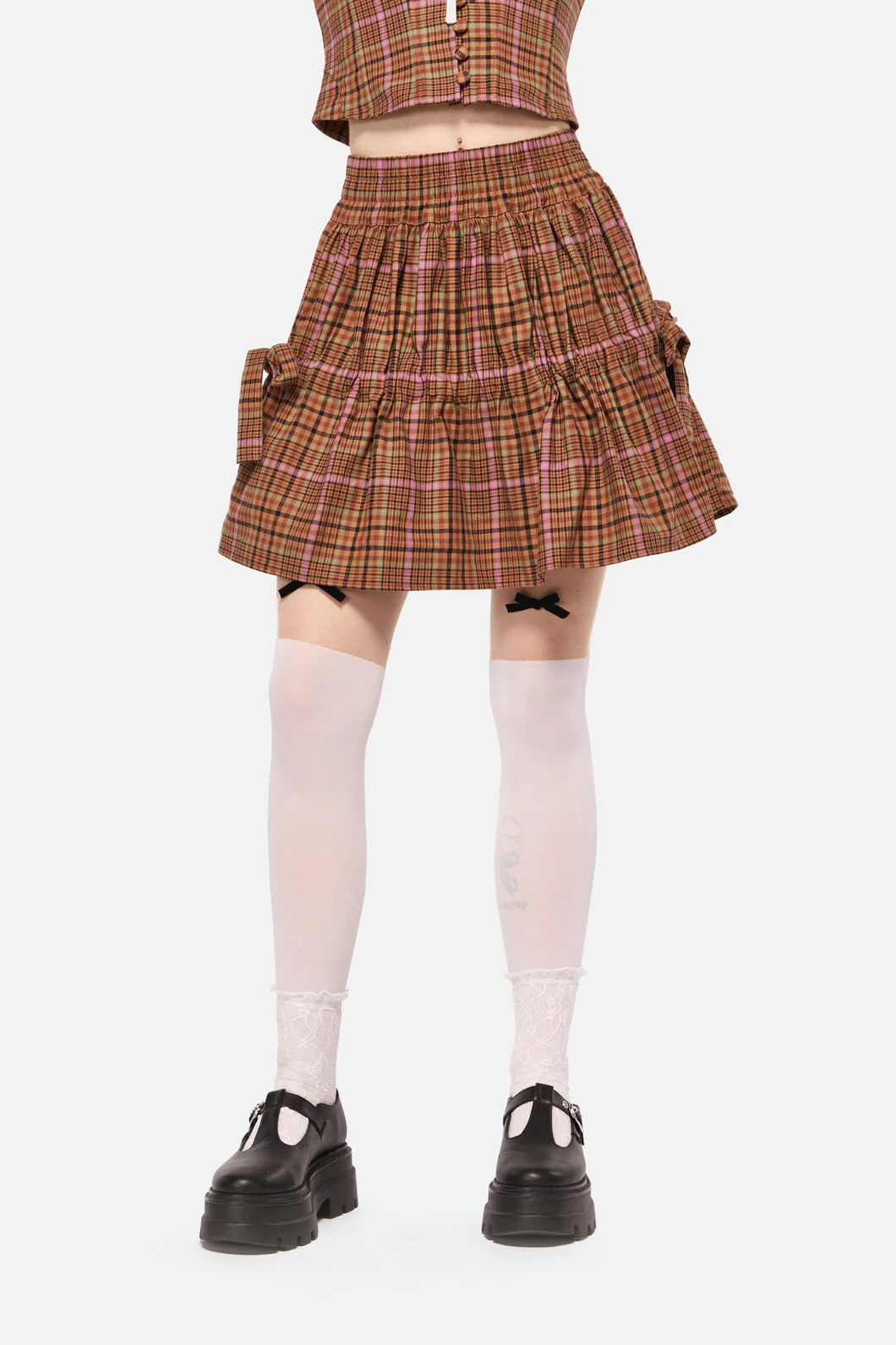 Rustic Check Gathered Skirt - Image 2