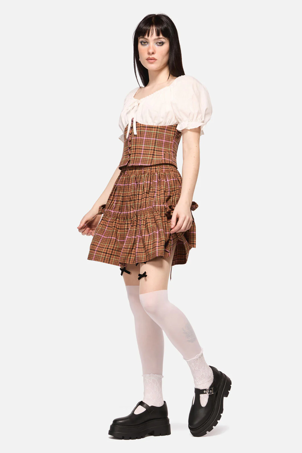 Rustic Check Gathered Skirt - Image 3