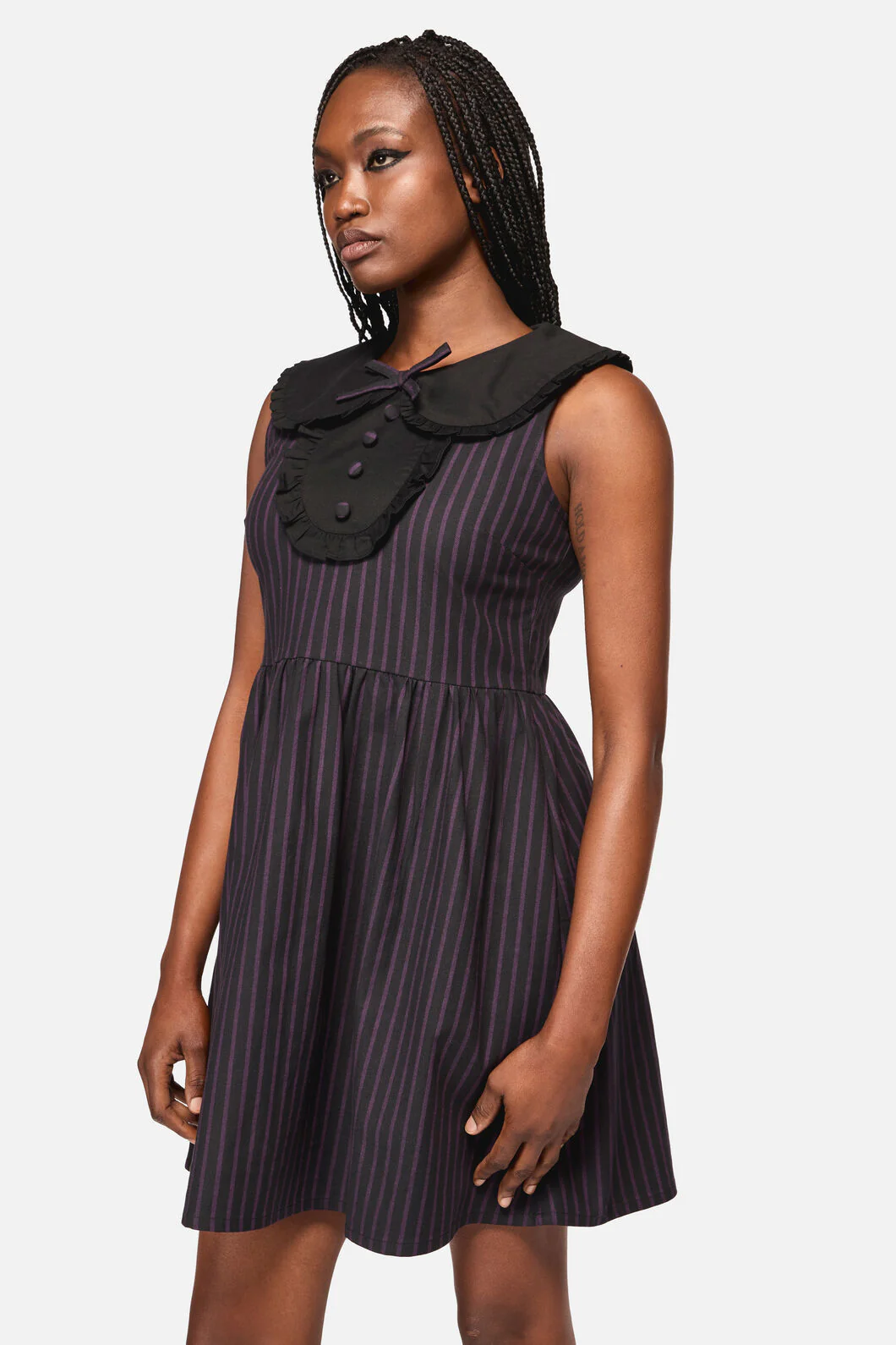 Sabrina Pinstripe Goth Dress - Image 2