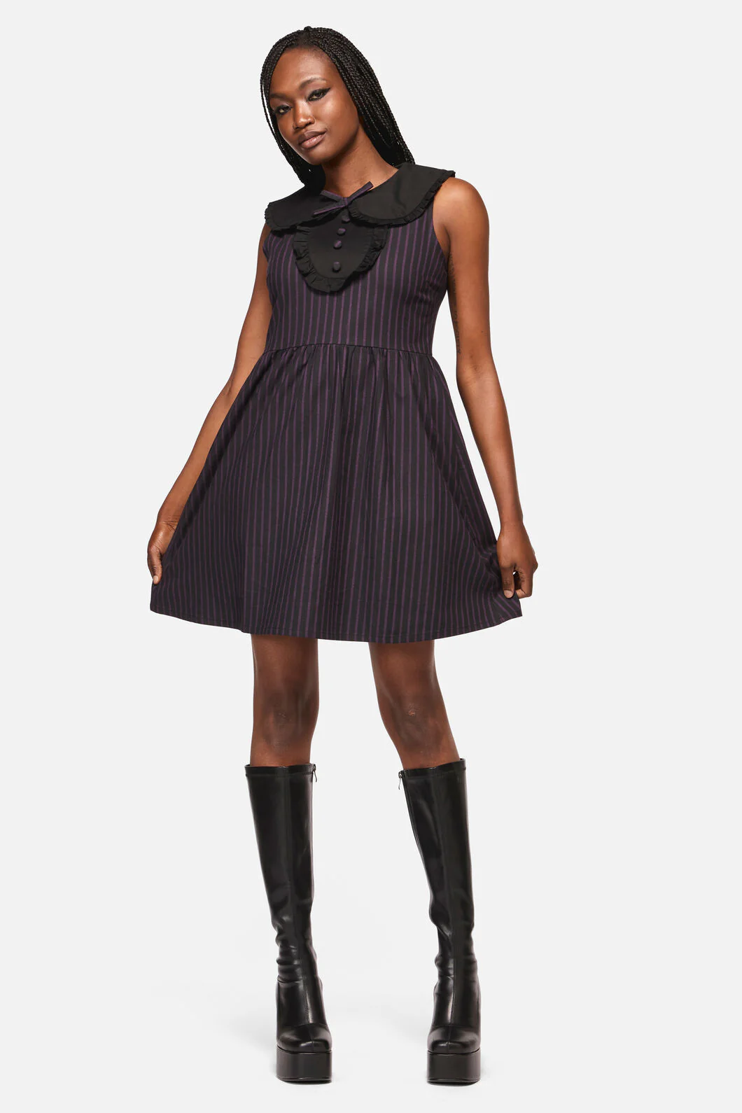 Sabrina Pinstripe Goth Dress - Image 4