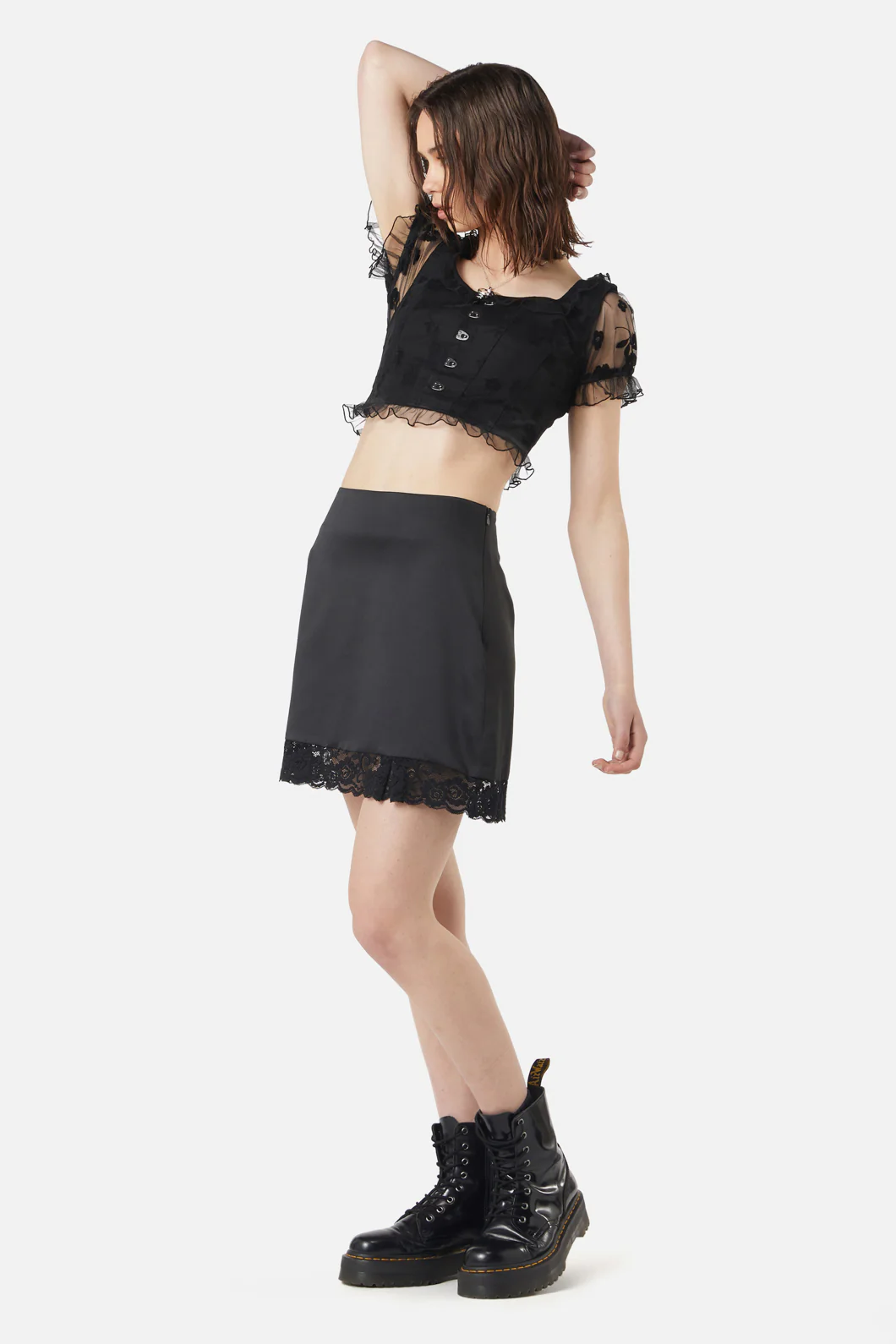 Satin Lace Slip Mini Skirt - Image 3