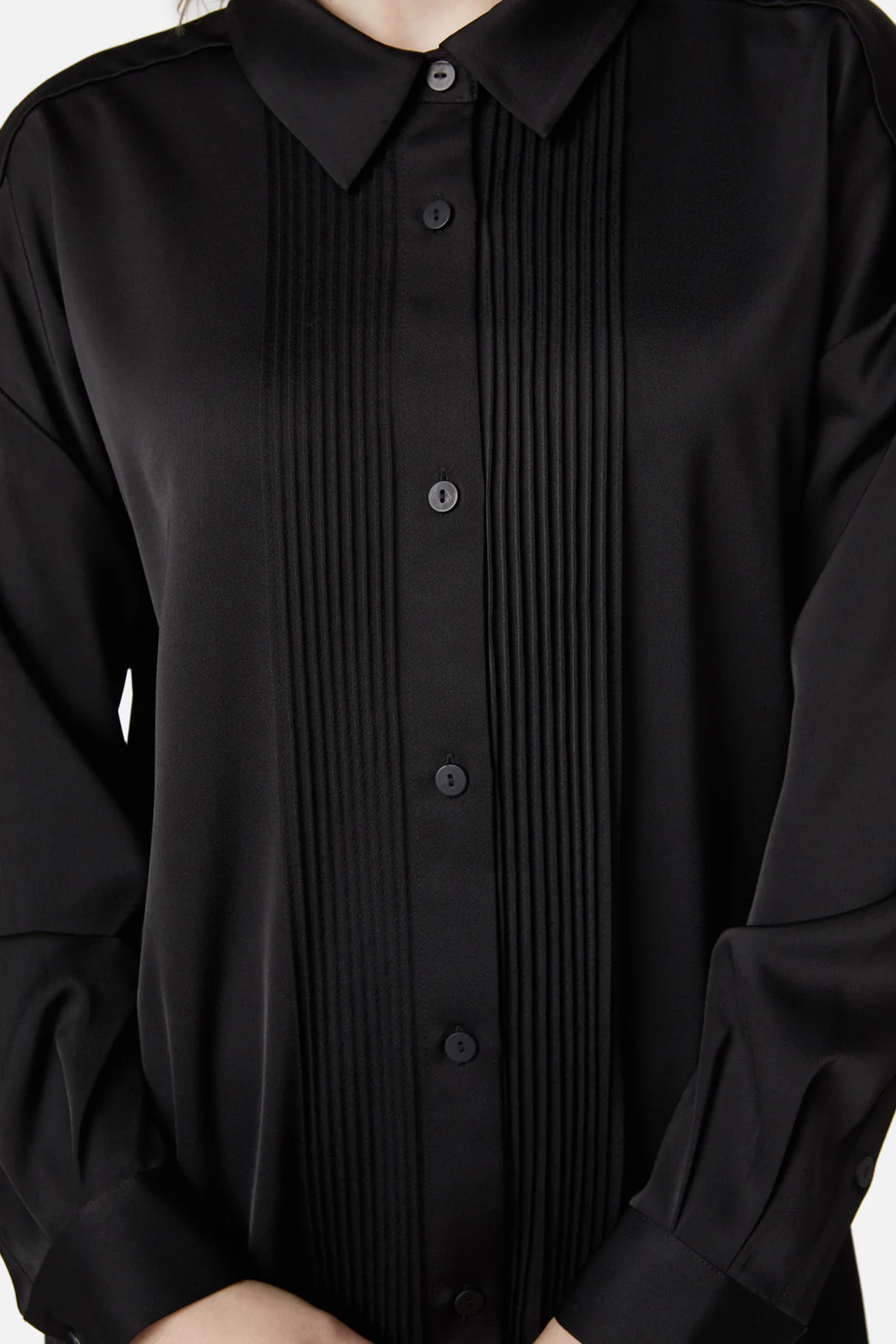 Satin Tux Shirt Dress - Image 5