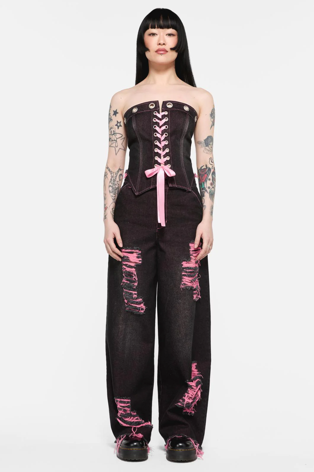 Scales Eyelet Denim Corset - Image 2