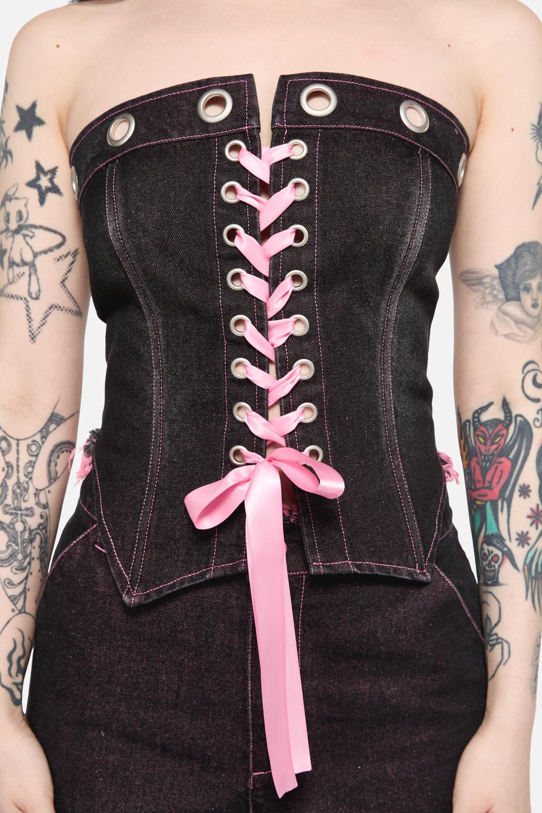 Scales Eyelet Denim Corset - Image 5