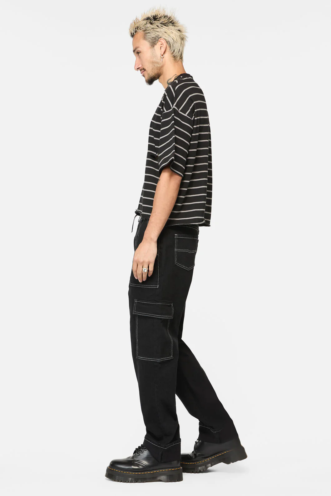 Scribbles Stripey Distressed Tee - Image 3