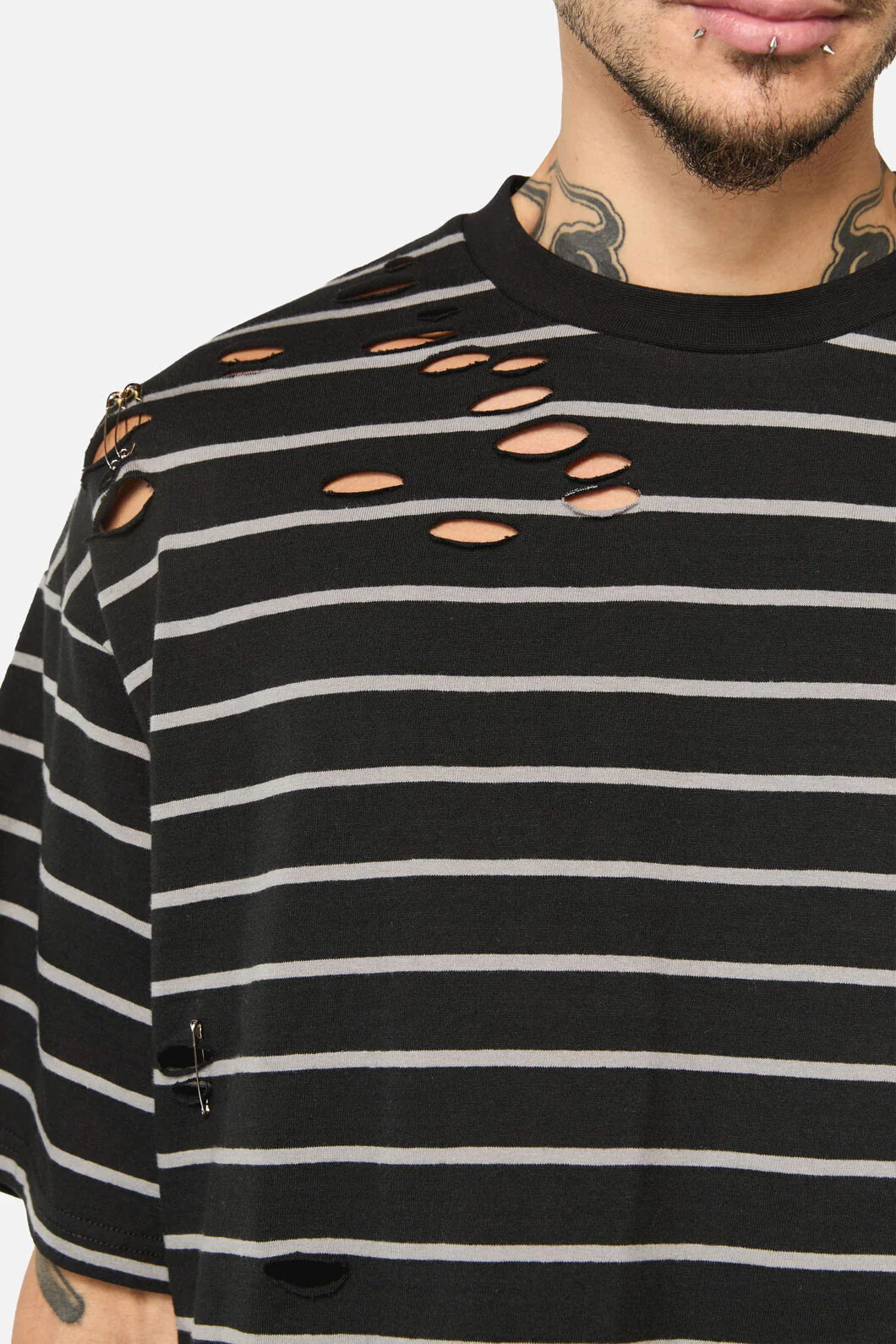 Scribbles Stripey Distressed Tee - Image 5