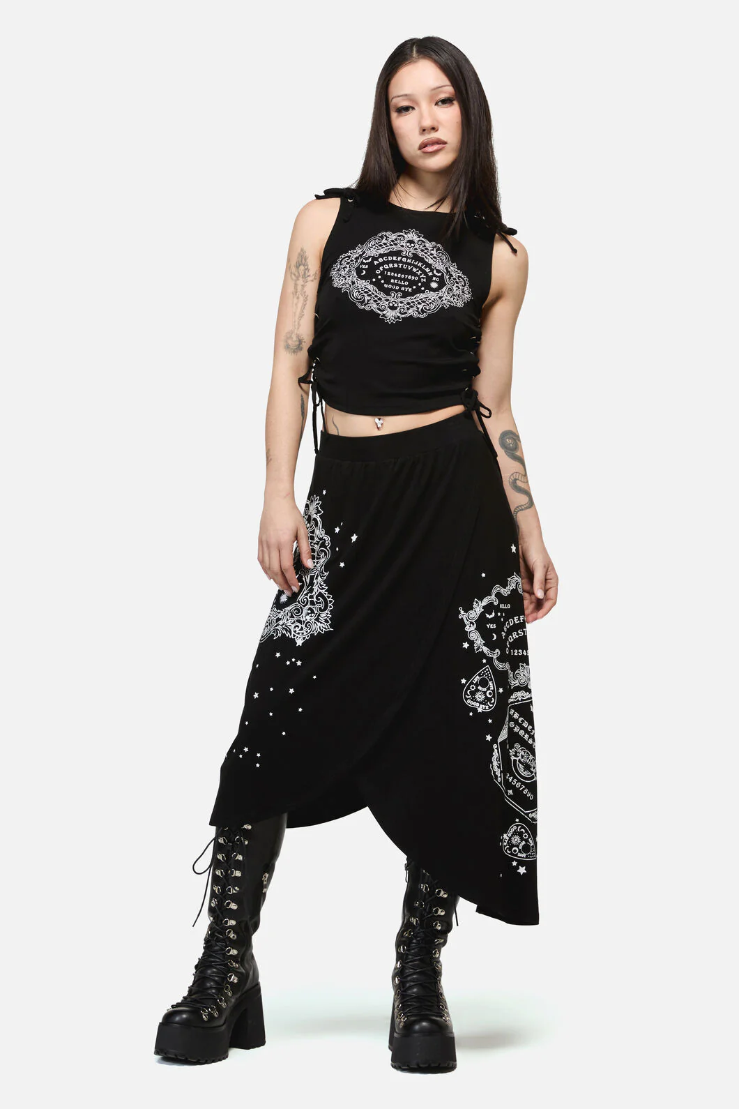 Séance Layered Goth Midi Skirt
