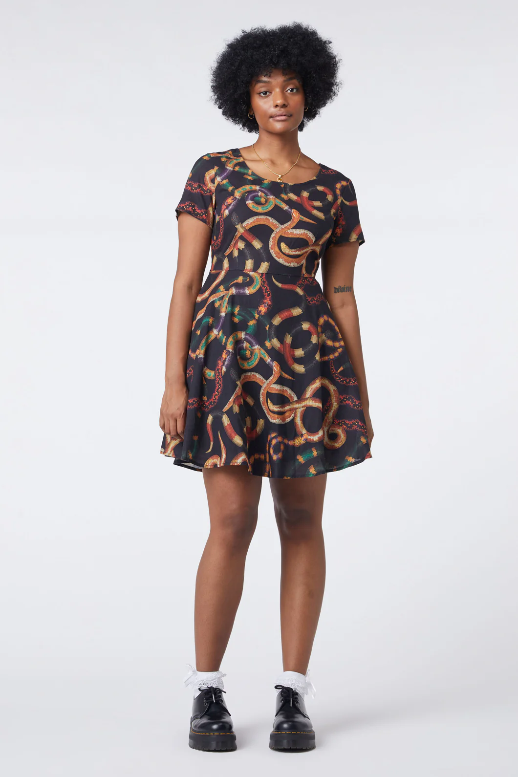 Serpent Print Cotton Dress - Image 5