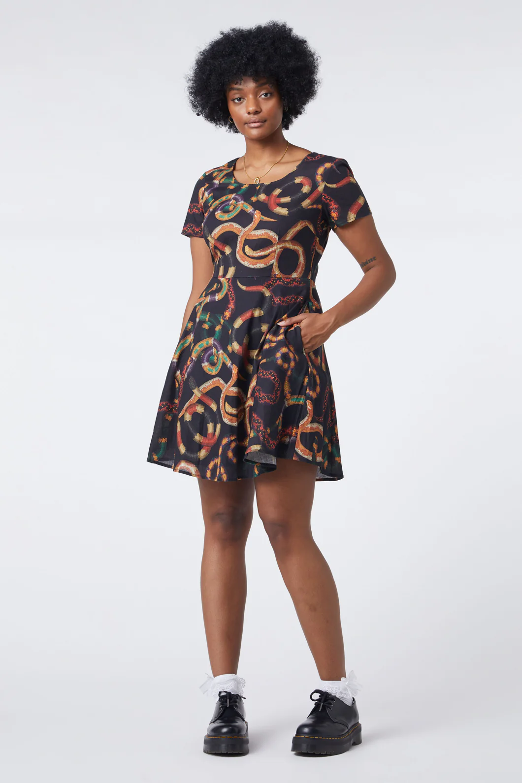 Serpent Print Cotton Dress - Image 7