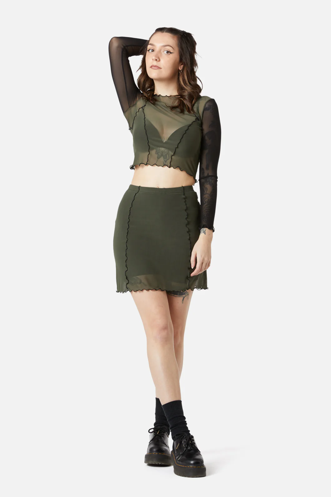 Sheer Mesh Jersey Skort - Image 2