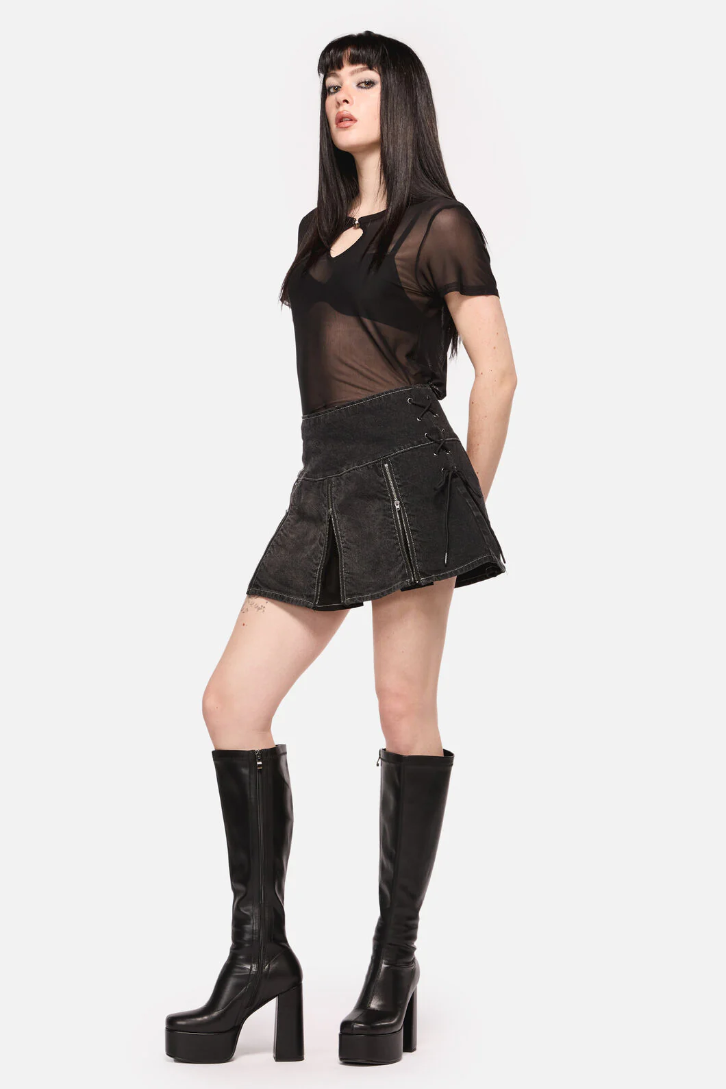 Sigil Denim Pleated Skort - Image 3