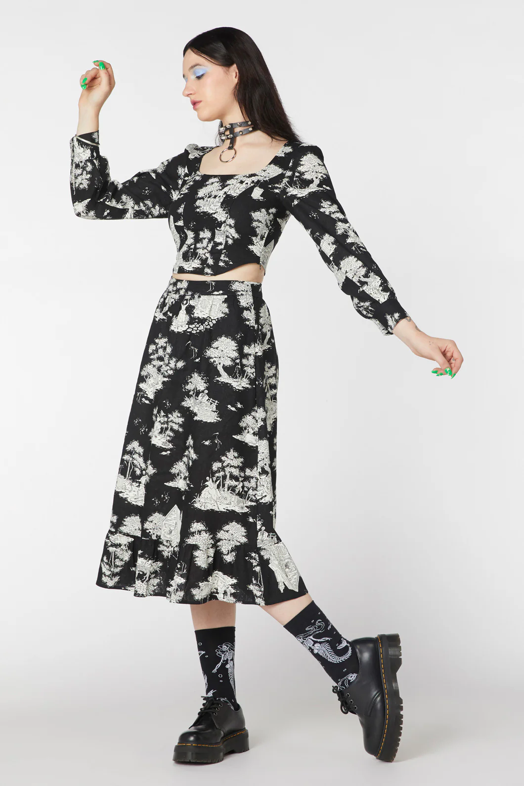 Skelly Toile Frill Midi Skirt - Image 8
