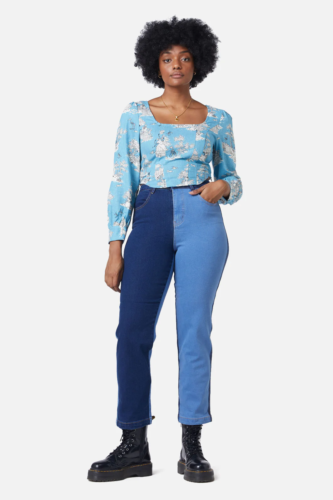 Skelly Toile Puff Sleeve Top - Image 2