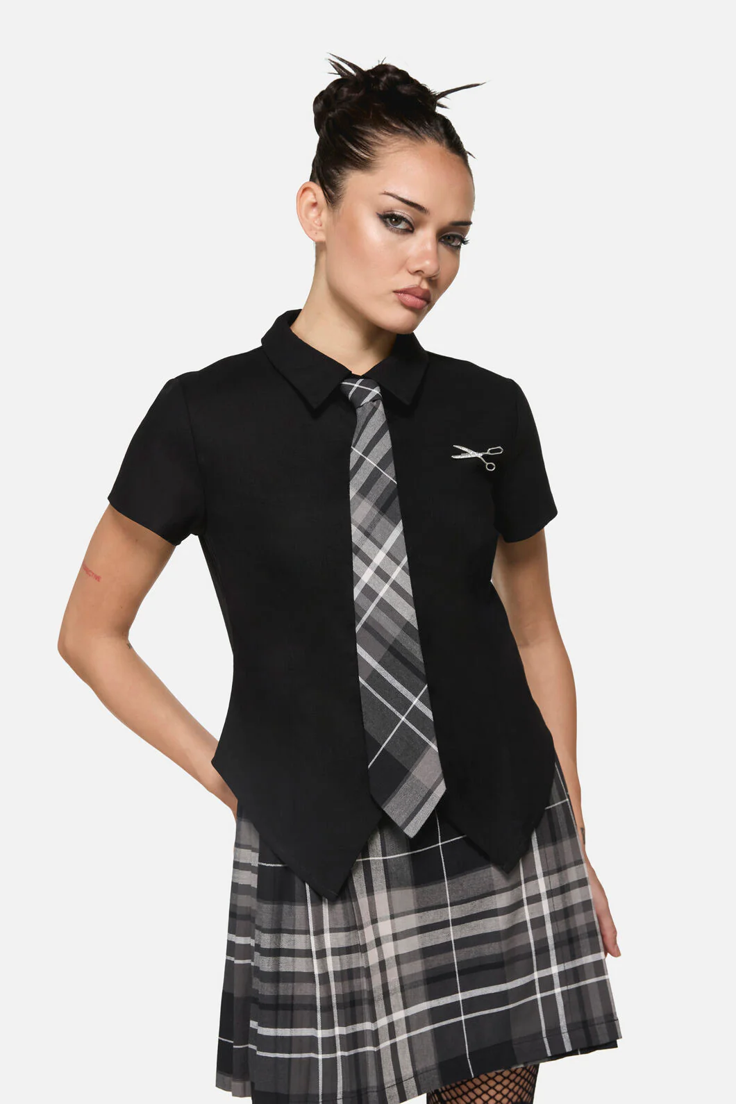 Snips Tie Trim Goth Blouse