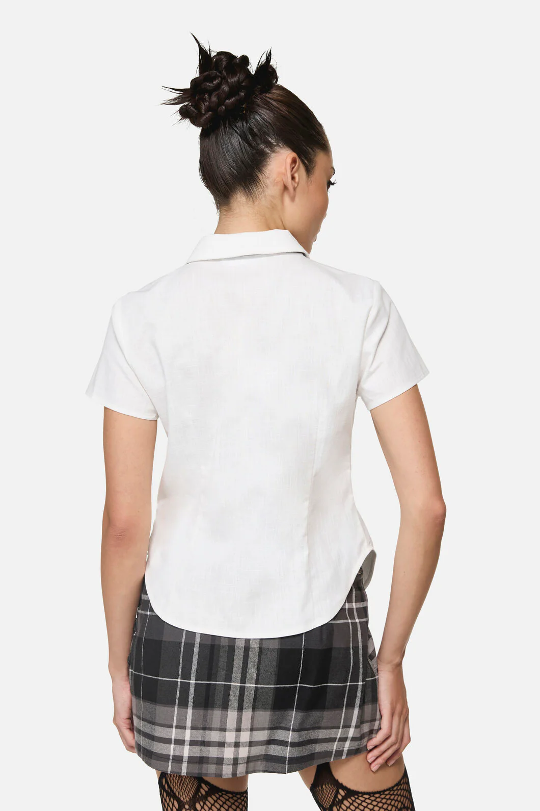 Snips Tie Trim Goth Blouse - Image 9