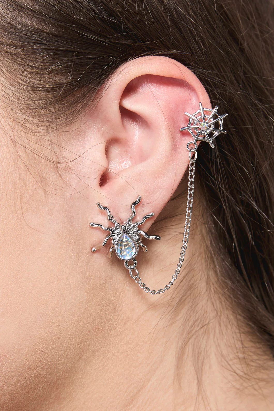 Spiders Web & Chain Earrings - Image 2