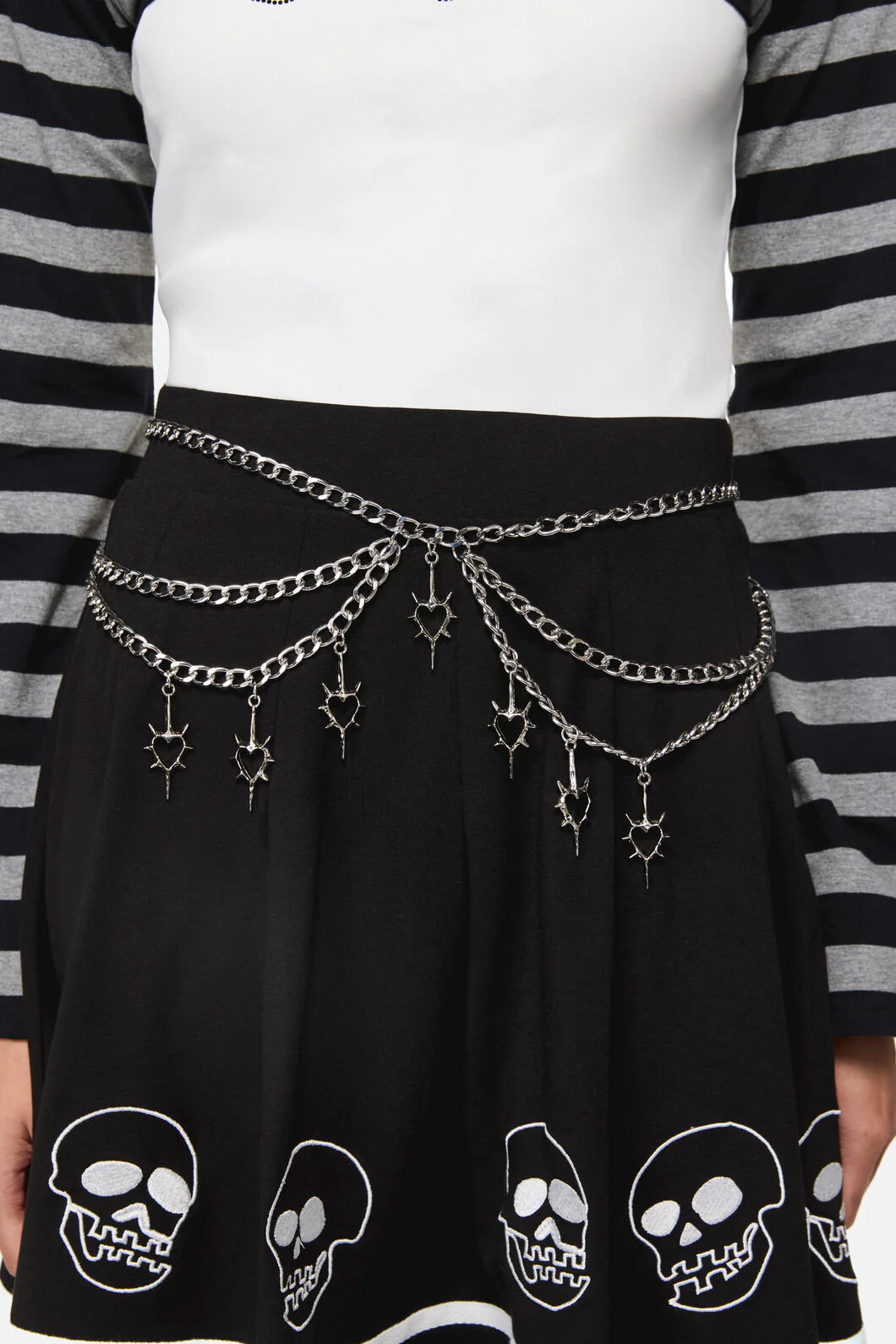 Spiked Heart Charm Chain Belt - Image 2