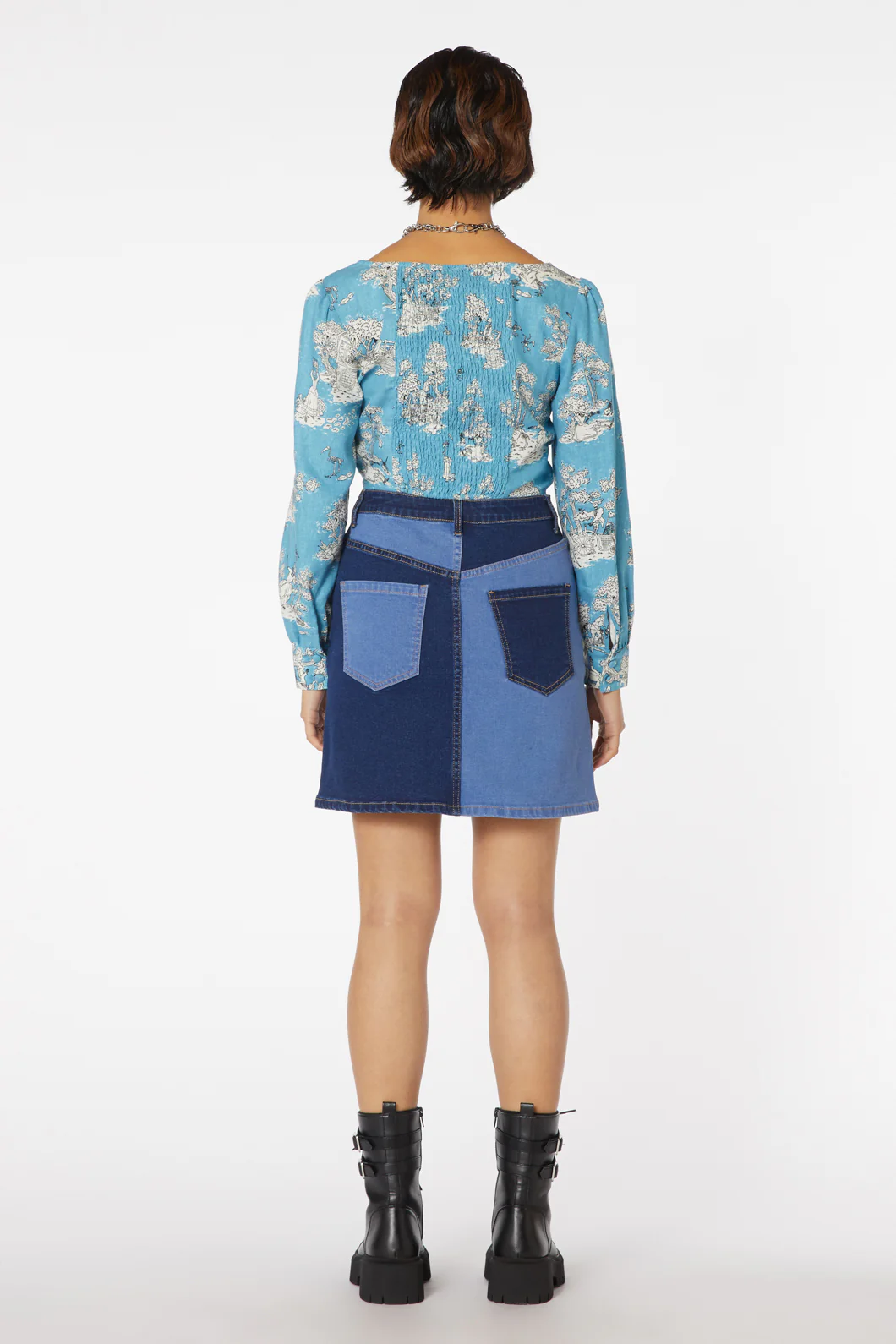 Split Wash Denim Mini Skirt - Image 4