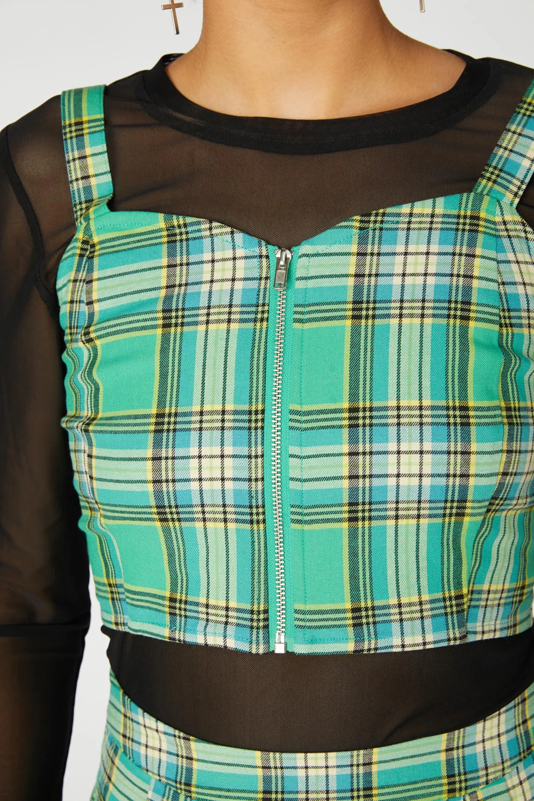 Spring Tartan Strap Crop Top - Image 10