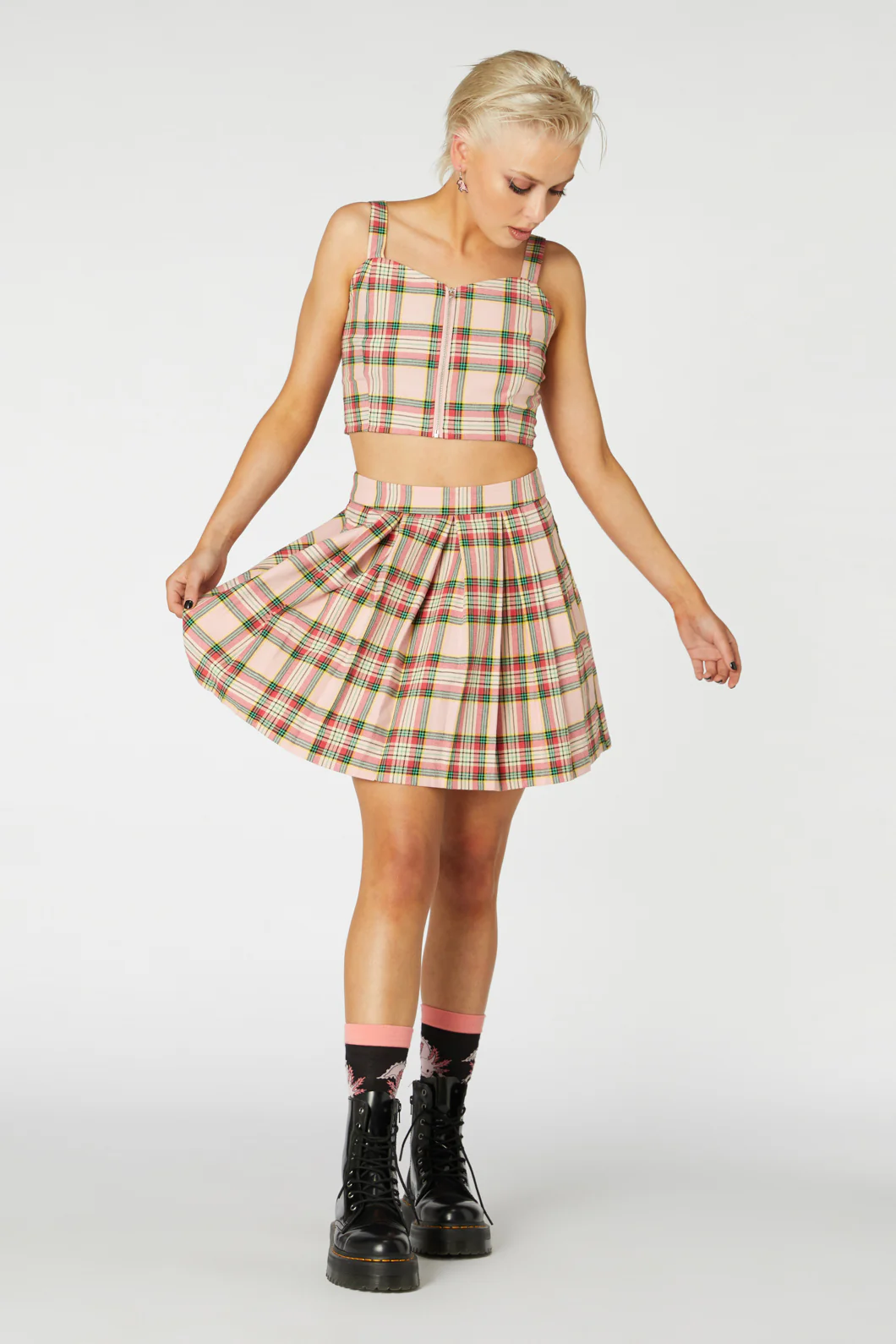 Spring Tartan Strap Crop Top - Image 2