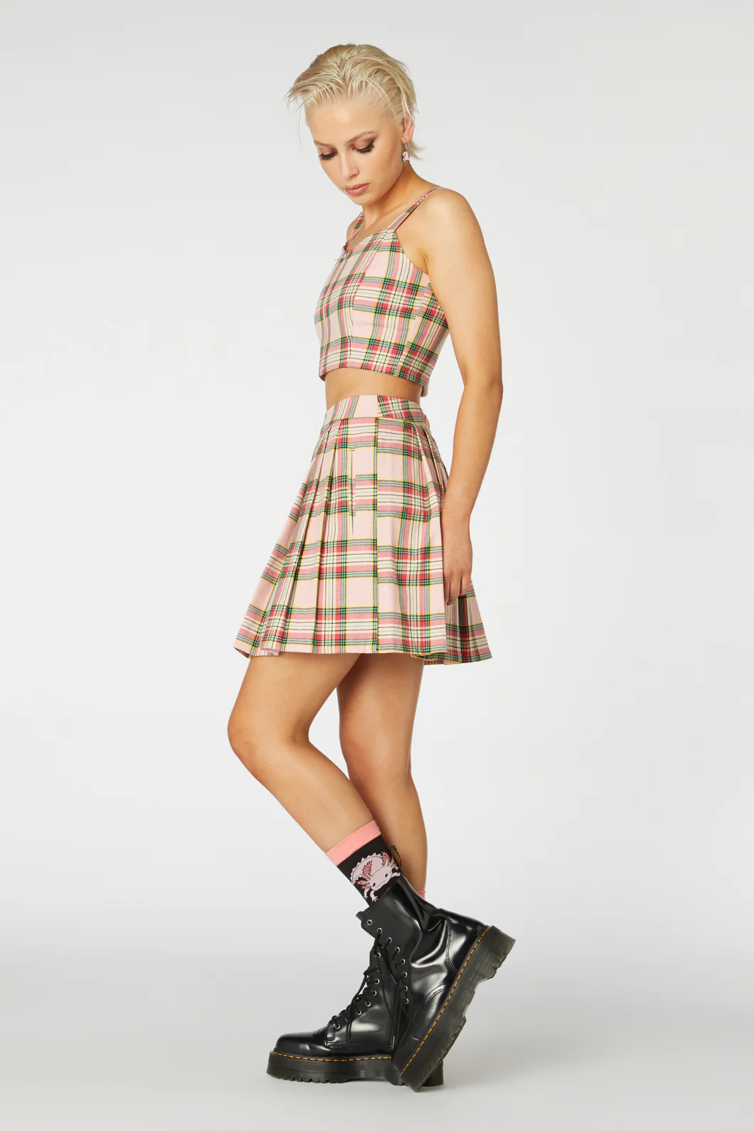 Spring Tartan Strap Crop Top - Image 3