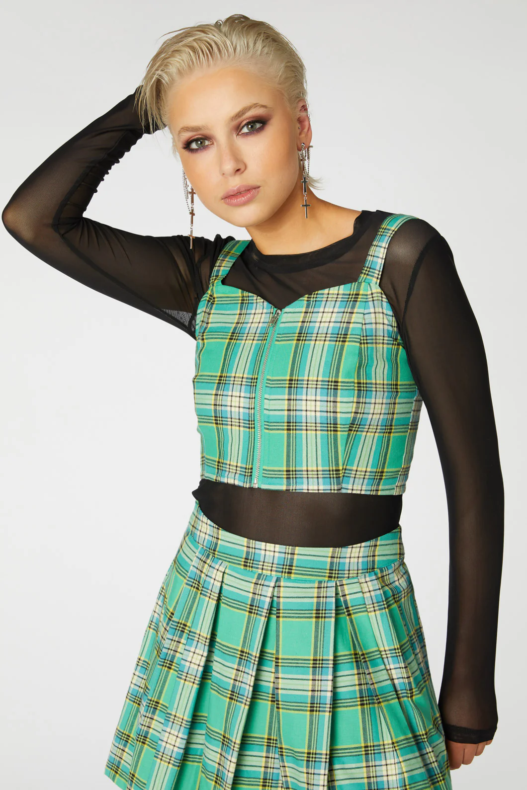 Spring Tartan Strap Crop Top - Image 6
