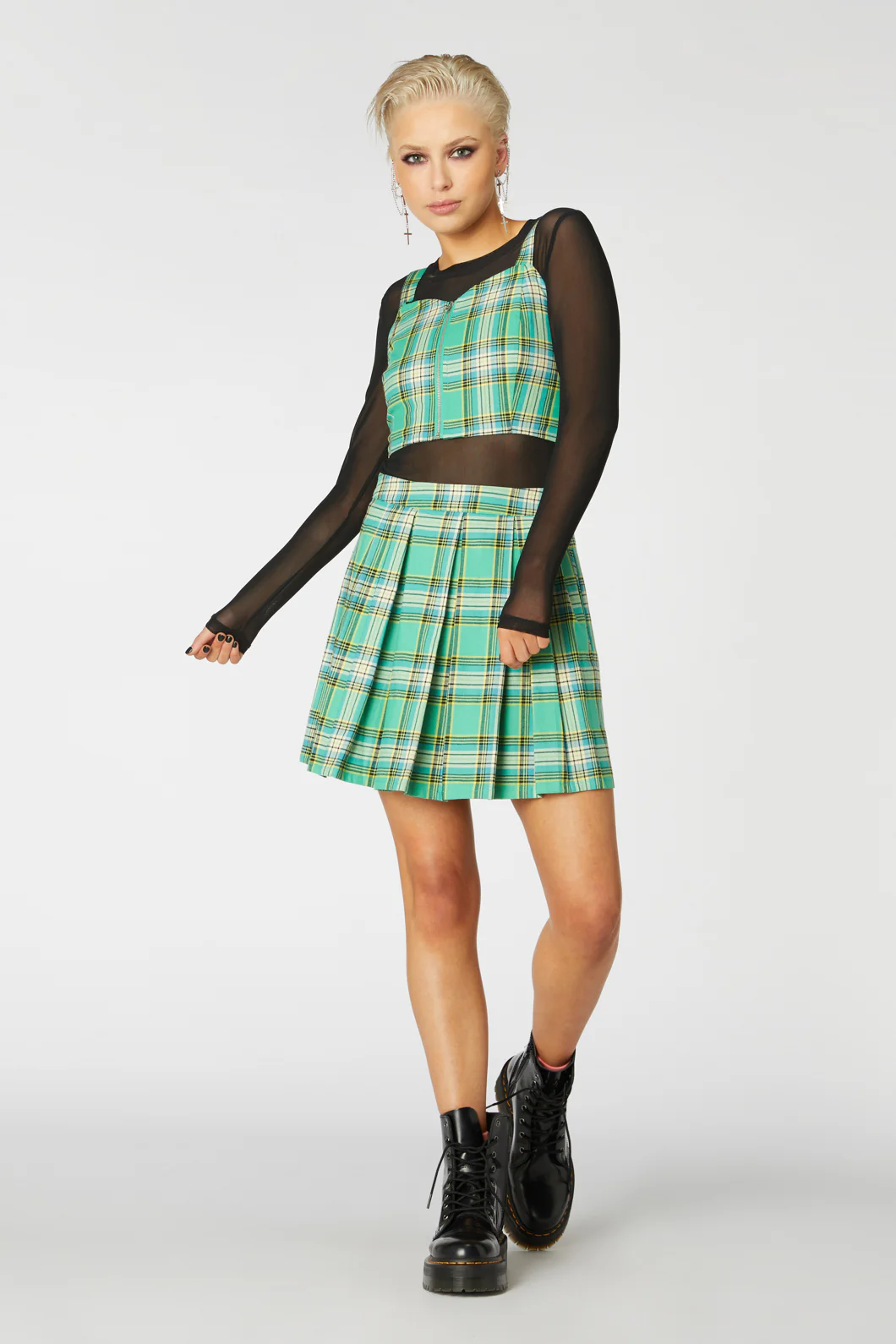 Spring Tartan Strap Crop Top - Image 7
