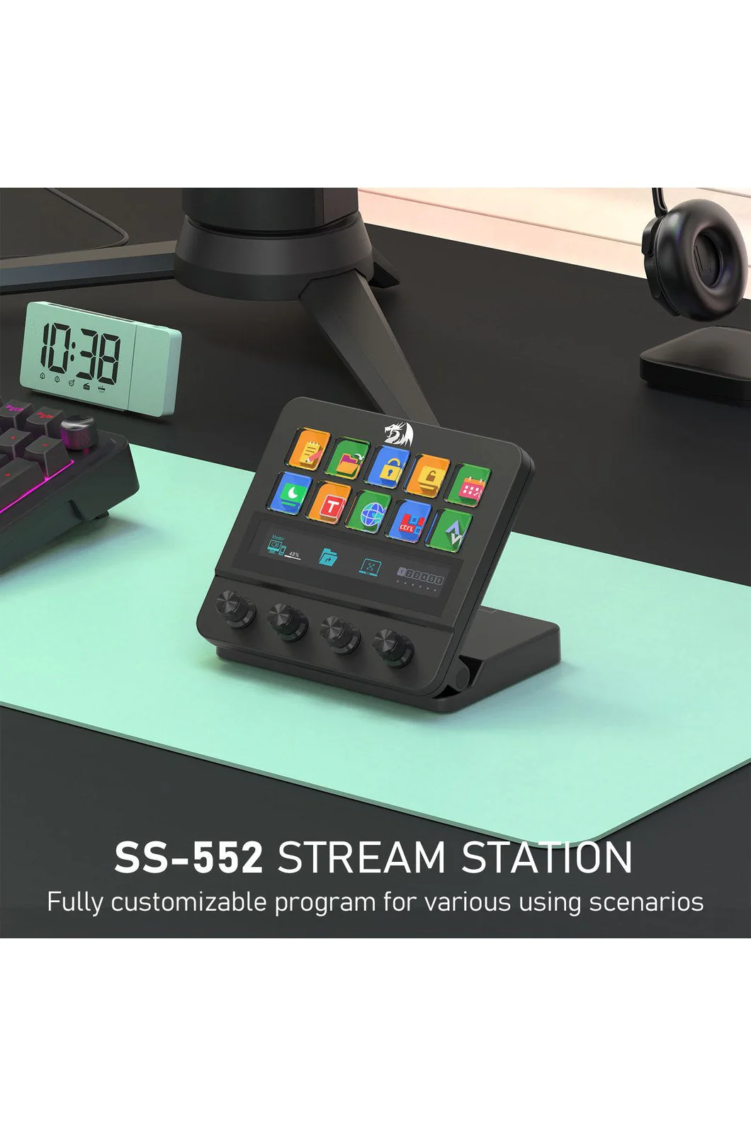 Redragon SS-552 Ragnaros Black Adjustable Macro Stream Control Station - Image 7