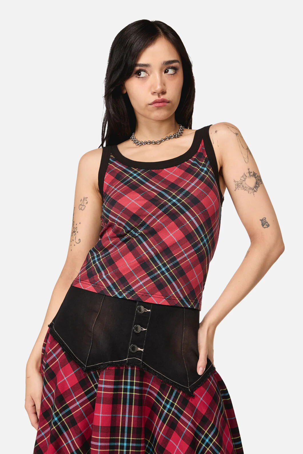 Stop It Grunge Tartan Tank Top