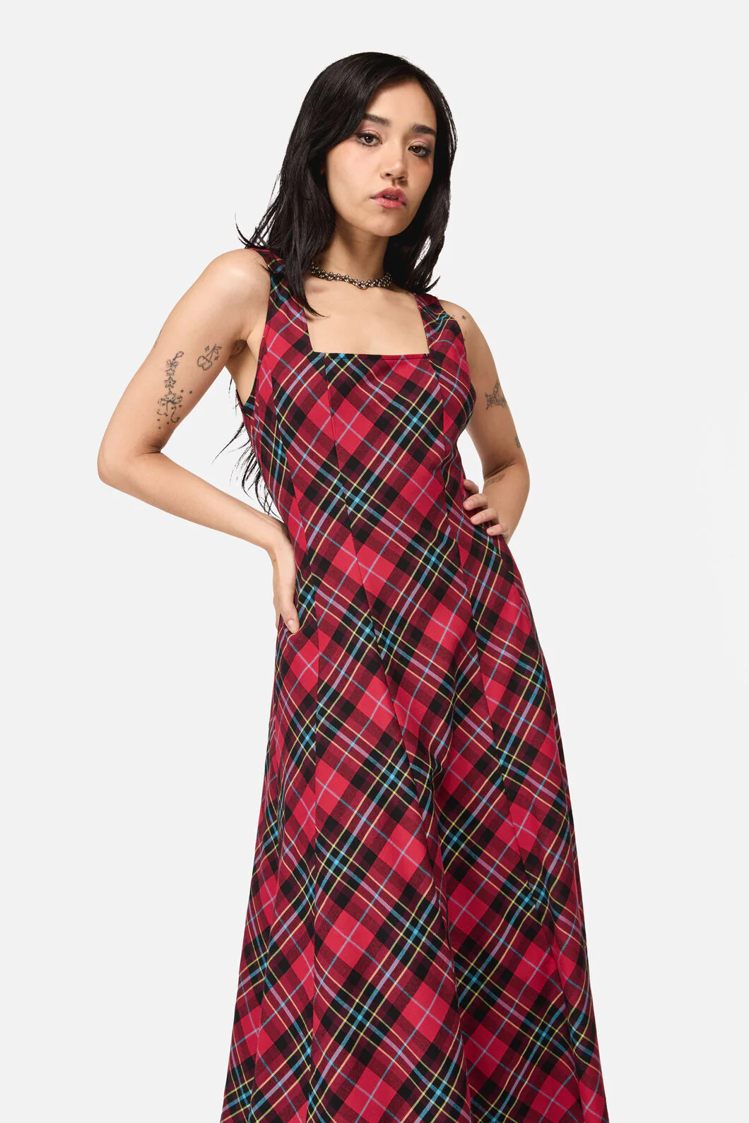 Stop It Grunge Tartan Midi Dress - Image 7