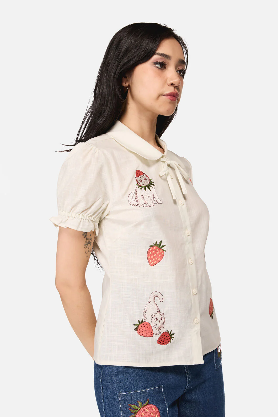 Strawberry Cat Badge Blouse - Image 2