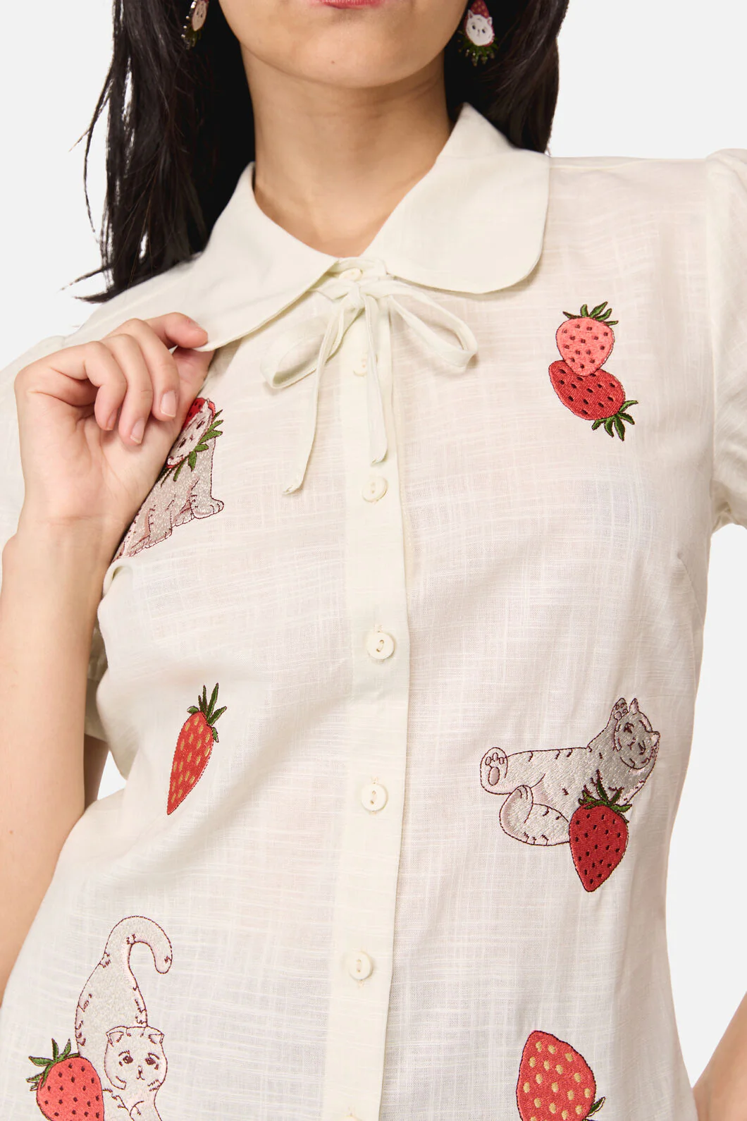 Strawberry Cat Badge Blouse - Image 5
