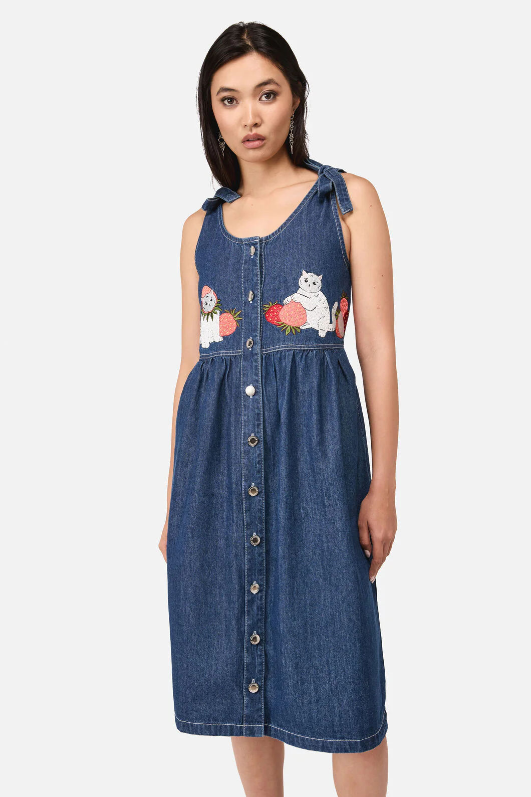 Strawberry Cat Emb Pinafore
