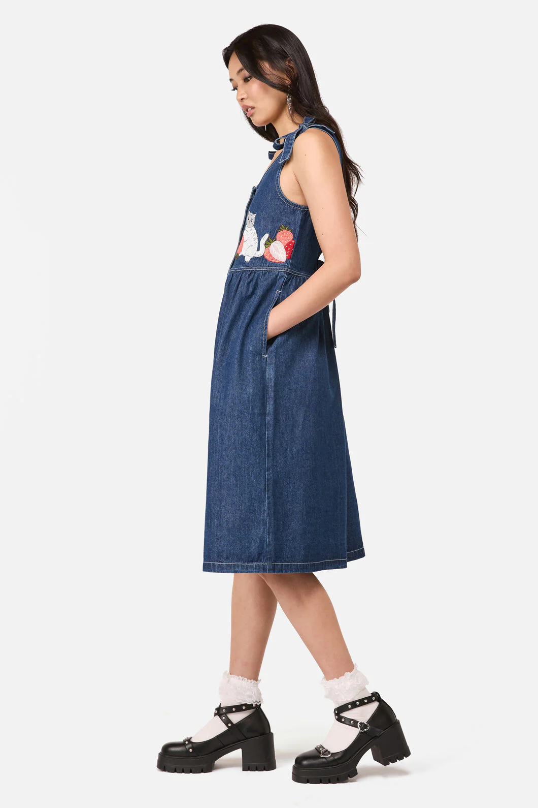 Strawberry Cat Emb Pinafore - Image 3