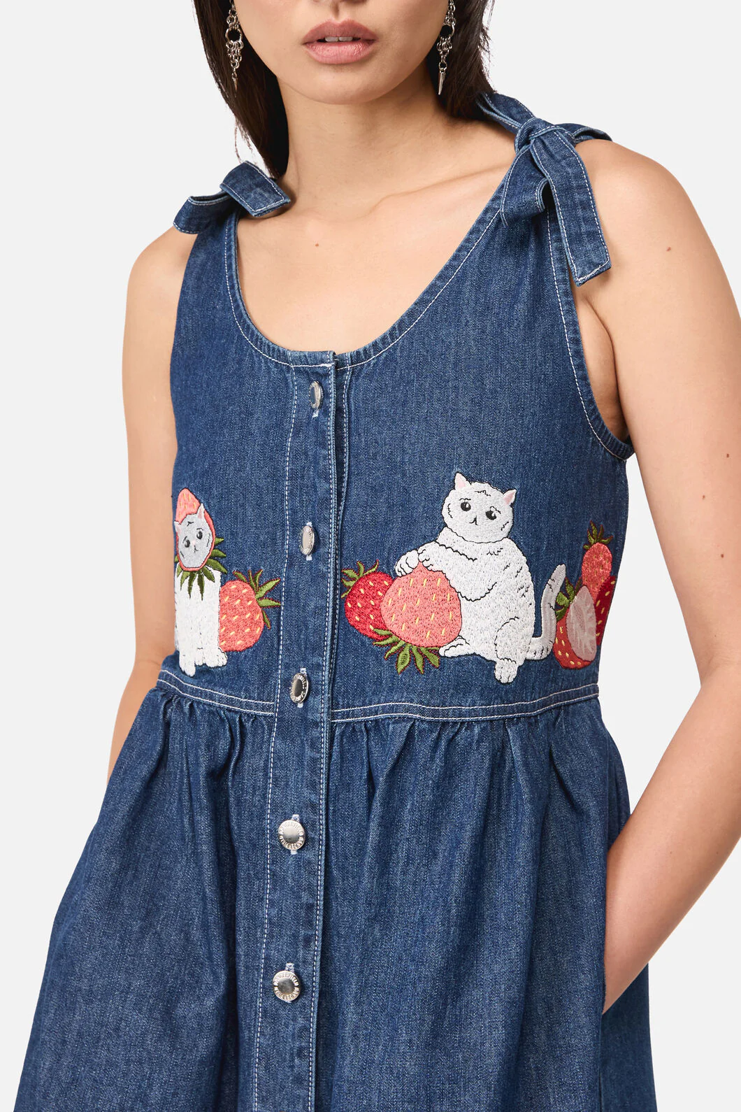 Strawberry Cat Emb Pinafore - Image 5