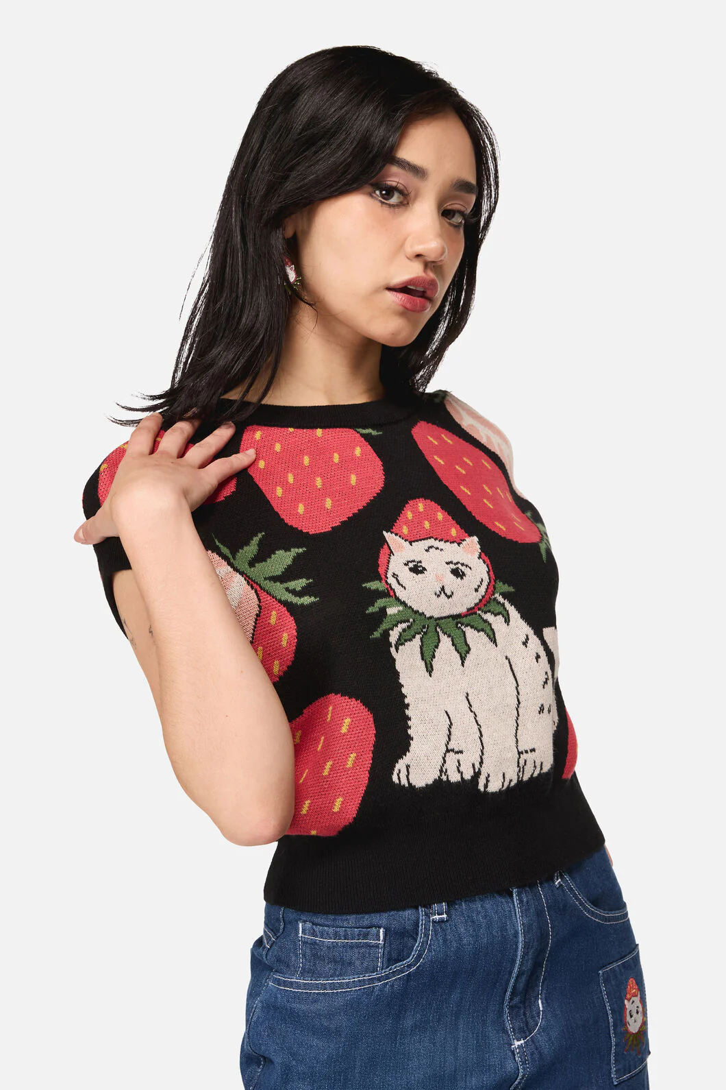 Strawberry Cat Knit Top - Image 2