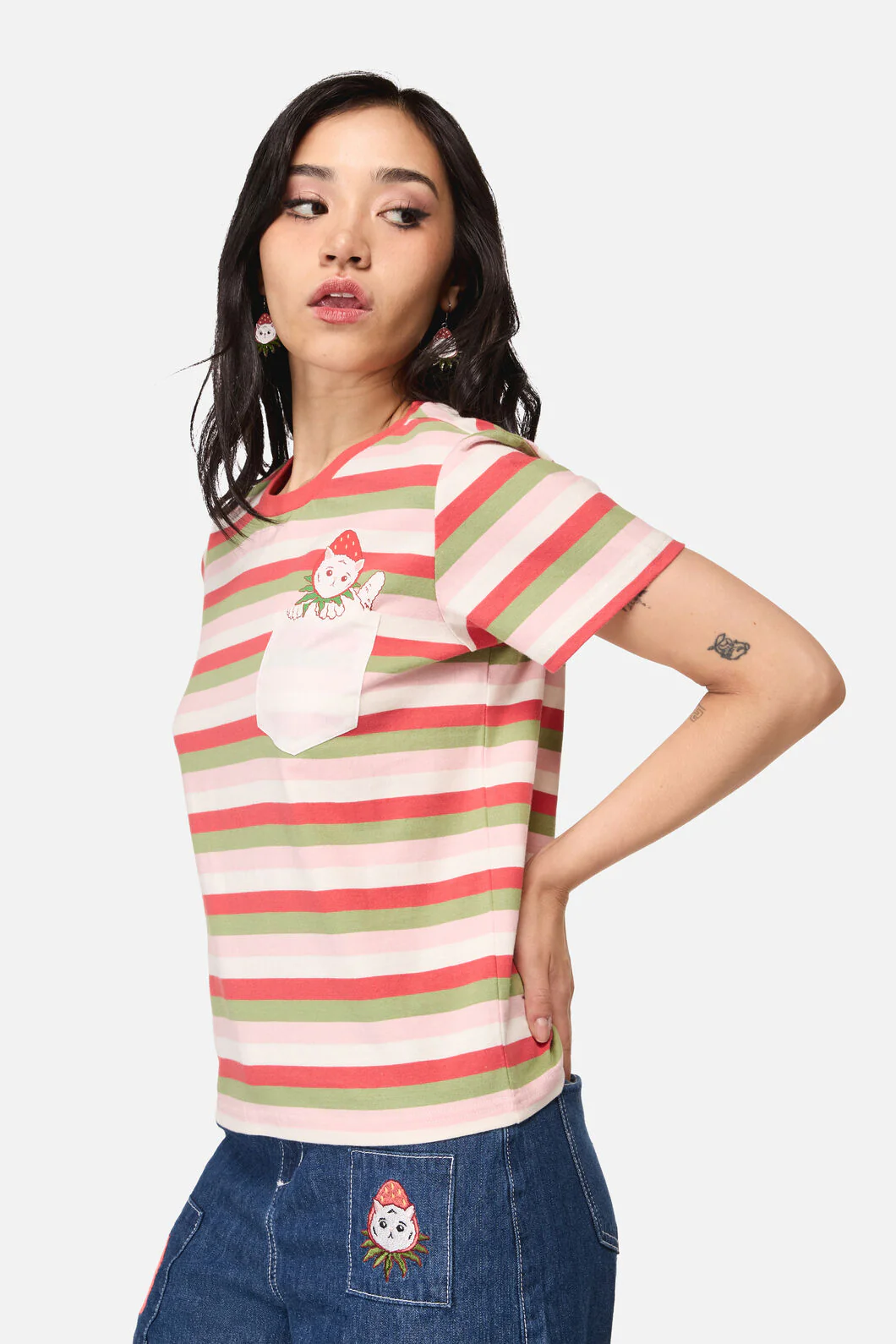 Strawberry Cat Pocket Tee - Image 2