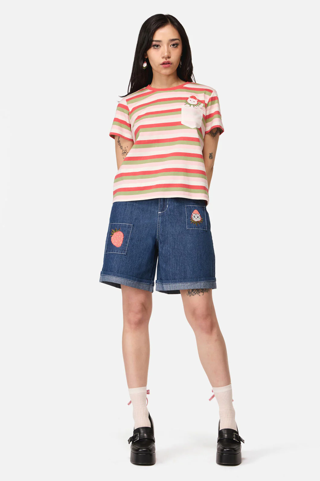 Strawberry Cat Pocket Tee - Image 4