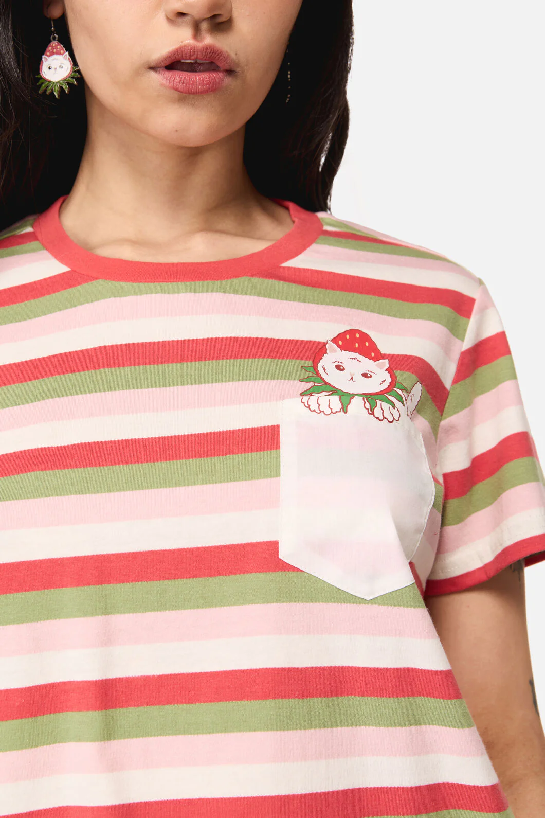 Strawberry Cat Pocket Tee - Image 5