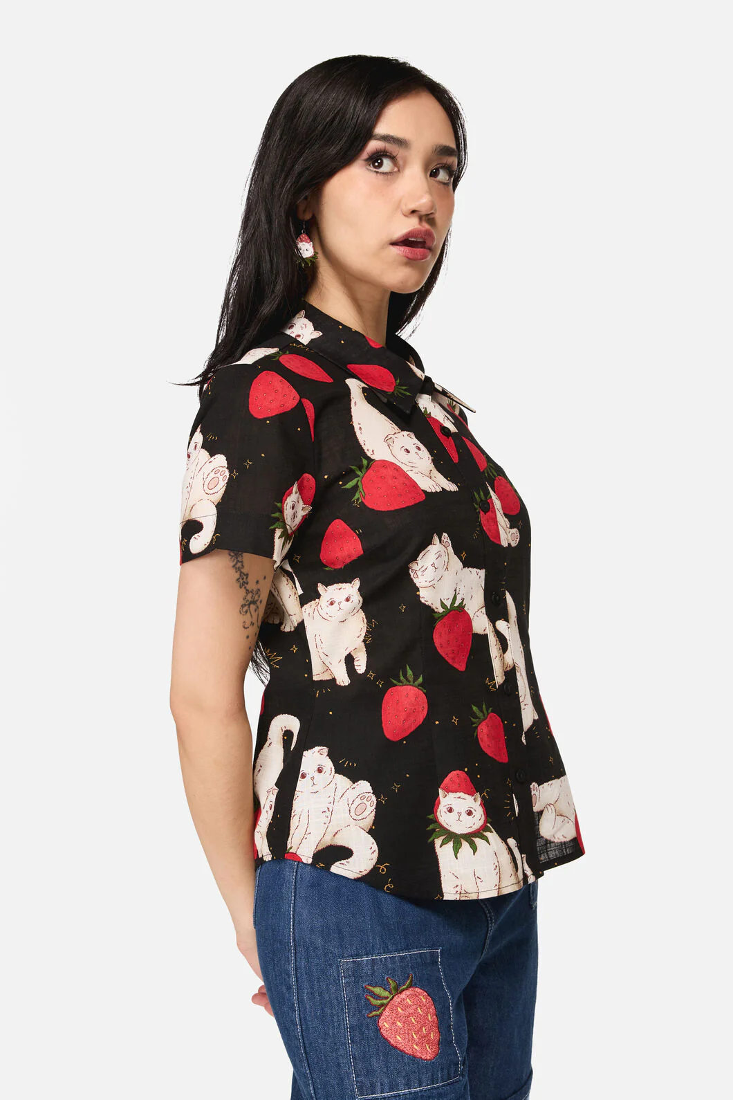 Strawberry Cat Repeat Blouse - Image 2