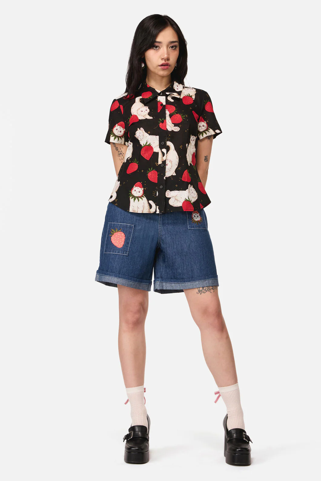 Strawberry Cat Repeat Blouse - Image 4